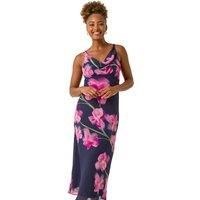 Roman Floral Print Cowl Neck Midi Dress 16 female