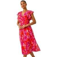Roman Floral Bias Midi Dress 10 female