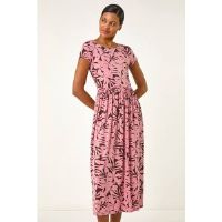 Roman Floral Print Stretch Midi Dress 12 female