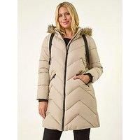 Roman Petite Contrast Zip Puffer Coat 10 female