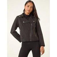 Roman Petite Faux Suede Biker Jacket 18 female