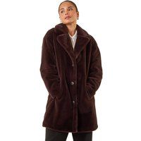 Roman Petite Longline Faux Fur Coat 10 female