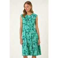 Roman Ditsy Floral Keyhole Twist Dress 16 female