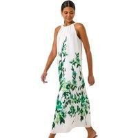 Abstract Floral Pleat Detail Trapeze Dress for Women UK - Ladies Roman