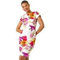 Roman Floral Premium Stretch Shift Dress 14 female