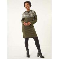 Roman Petite Fairisle Knit Jumper Dress 14 female