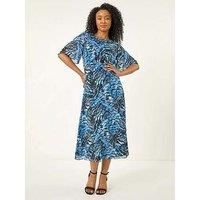 Roman Petite Abstract Print Gathered Midi Dress 12 female