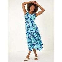 Roman Floral Puff Print Stretch Maxi Dress 16 female