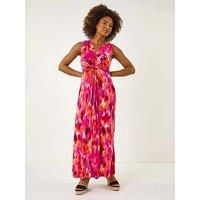Roman Abstract Twist Front Maxi Dress 18 female