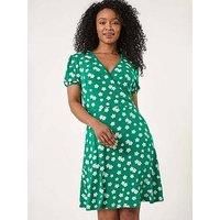 Roman Petite Ditsy Floral Wrap Dress 12 female