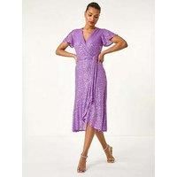 Roman Sequin Wrap Front Midi Dress 12 female