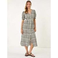 Roman Check Button Midi Dress 20 female