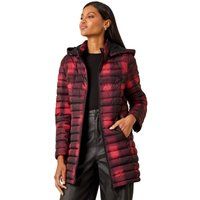 Roman Check Print Quilted Puffer Coat 10 female