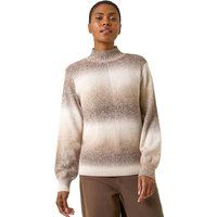 Roman Women's Ombre Stripe Knit Jumper in Beige | Size: 10