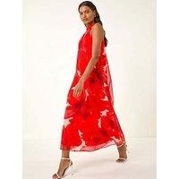 Roman Floral Halterneck Midi Dress 20 female