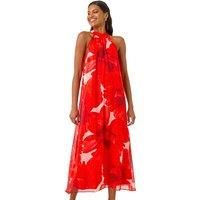 Roman Floral Halterneck Midi Dress 10 female