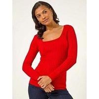 Roman Scoop Neck Ribbed Knit Jumper For Women UK - Ladies Spring Summer