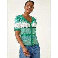 Roman Wave Stitch Button Knit Jumper 18 female