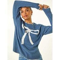 Roman Contrast Stitch Bow Knit Jumper 18 female