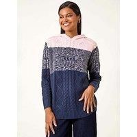 Roman Colour Block Knit Hoodie 14 female