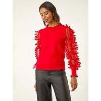 Roman Sheer Feather Sleeved Jumper 20 female