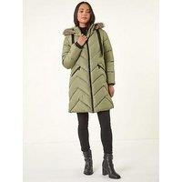Roman Petite Contrast Zip Puffer Coat 8 female