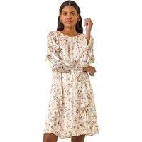 Roman Floral Frill Dobby Print Dress 20 female