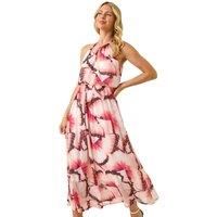 Roman Petite Butterfly Halterneck Dress 14 female