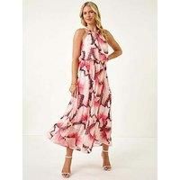 Roman Petite Butterfly Halterneck Dress 10 female