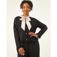 Roman Petite Tie Neck Frill Hem Cardigan 14 female