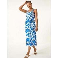 Roman Floral Shirred Midi Dress 20 female