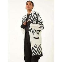 Roman Argyle Longline Knit Cardigan one size female