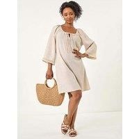 Roman Petite Lace Trim Dress - Stone