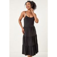 Roman Petite Bead Trim Strappy Tiered Dress 14 female