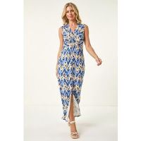 Roman Petite Abstract Twist Maxi Dress 14 female