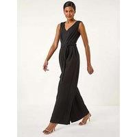 Roman Pleated Wide Leg Stretch Jumpsuit 20 female