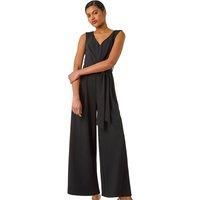 Roman Pleated Wide Leg Stretch Jumpsuit 18 female