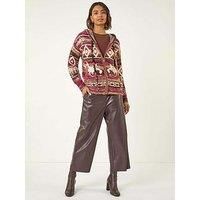Roman Jacquard Zip Hooded Cardigan 10 female