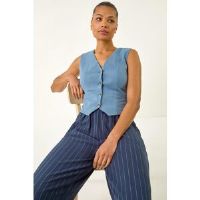 Roman Cotton V-Neck Button Through Waistcoat 12 female