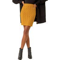 Roman Women's Cable Knitted Elastic Waist Skirt in Amber | Size: 16
