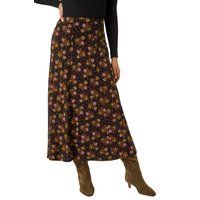 Roman Women's Floral Print Stretch Midi Skirt in Black | Size: 12