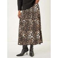 Roman Originals Jersey Skirt for Women UK - Ladies Midi Maxi Floral Animal Print Summer Spring Holiday Swing Smart Casual Work Cocktail Party Going Out Holiday Cruise - Animal Noir - Size 18