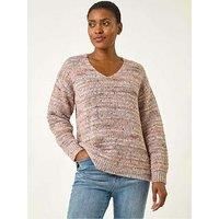 Roman Shimmer V-Neck Knitted Jumper 18 female