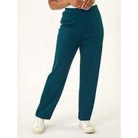 Roman Petite Straight Leg Ponte Stretch Trouser for Women UK - Ladies Everyday Autumn Winter Comfy Soft Evening Vacation Work Party Night Out - Petite Teal - Size 12