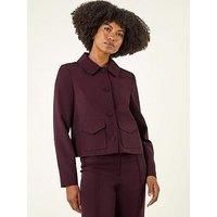 Roman Women's Smart Buttoned Pocket Jacket in Burgundy | Size: 12