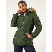 Roman Faux Fur Hooded Quilt Coat 18 female