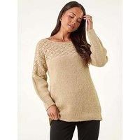 Roman Petite Metallic Contrast Knit Jumper For Women UK - Ladies Spring Summer