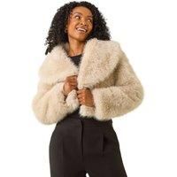 Roman Petite Cropped Fur Coat 16 female