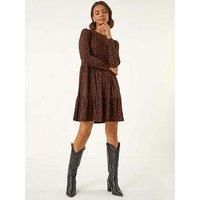 Roman Leaf Print Stretch Dress 14 female