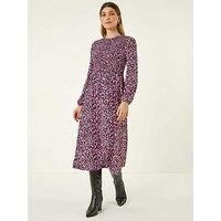 Roman Women's Ditsy Floral Shirred Midi Dress in Pink | Size: 10